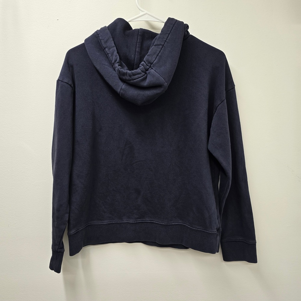 Banana Republic Navy Blue Distressed BR Logo Pullover Hoodie Sweatshirt Small